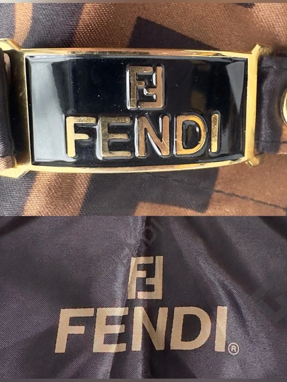 ✨Authentic FENDI Vintage FF Zucca Monogram Nylon Compact Umbrella Brown - Picture 14 of 15